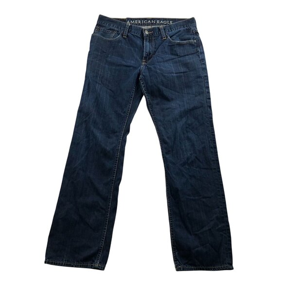 American Eagle Mens Jeans Size 32/32 Original Straight Blue Dark Denim Casual - Picture 1 of 16